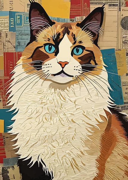 Ragdoll Katze Papier Collage von MIROKKU