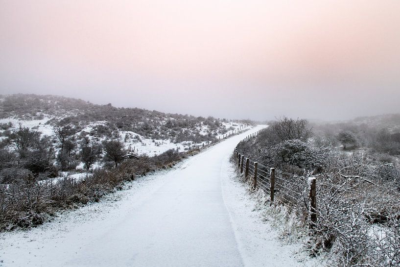 snow on beach path by Paula Romein