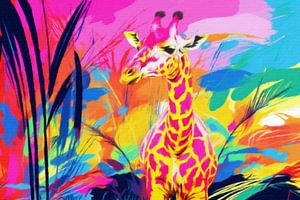 Neon Giraffe in Neon Africa von Marja van den Hurk