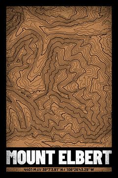 Mount Elbert | Topographic Map (Grunge) by ViaMapia