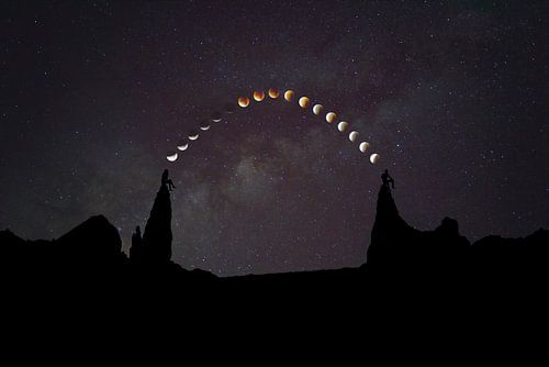 Fotomanipulatie: Man en Vrouw Verbonden door Zonsverduistering | Symboliek van Verbondenheid