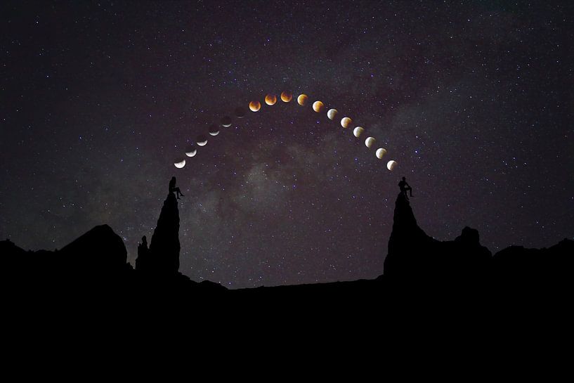Photo manipulation: Man and Woman Connected by Solar Eclipse | Symbolism of Connectedness by Elianne van Turennout
