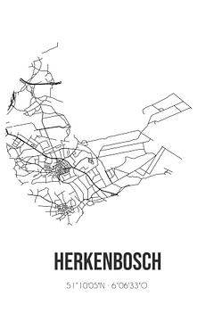 Herkenbosch (Limburg) | Landkaart | Zwart-wit van Rezona