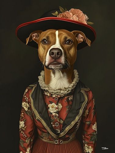 hond in victoriaanse kleding