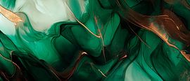 Abstracte groene kleurverlopen met goud van Poster Art Shop