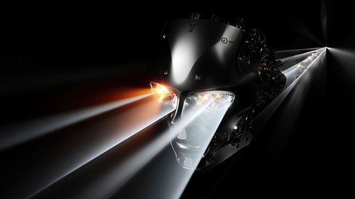 Cyberhelm met lichtstralen