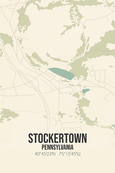 Carte ancienne de Stockertown (Pennsylvanie), USA. par Affiches de lieux