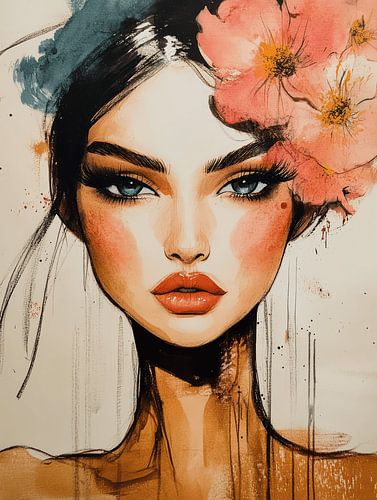 Portrait moderne aux couleurs chaudes