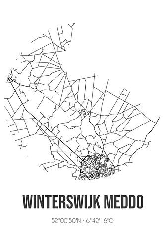 Winterswijk Meddo (Gelderland) | Karte | Schwarz und Weiß