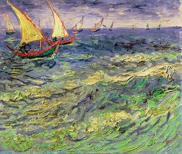 Fischerboote auf dem Meer bei Saintes-Maries, van Gogh
