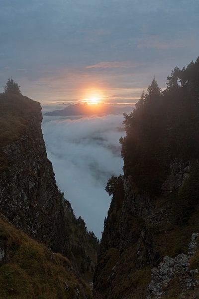 Sonnenuntergang über den Wolken in den Schweizer Alpen van wunderbare Erde