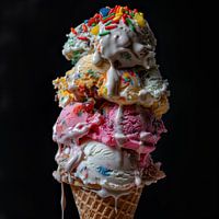 Kornet ijsje met 4 smaken