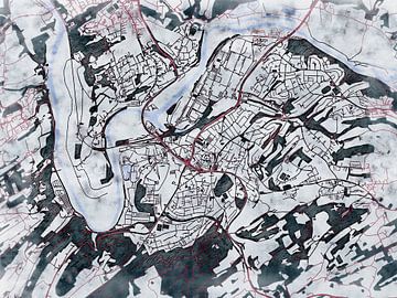 Map of Hattingen with the style 'White Winter' by Maporia