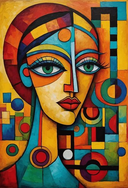 Abstract African Cubist Woman Art Portrait by MIROKKU
