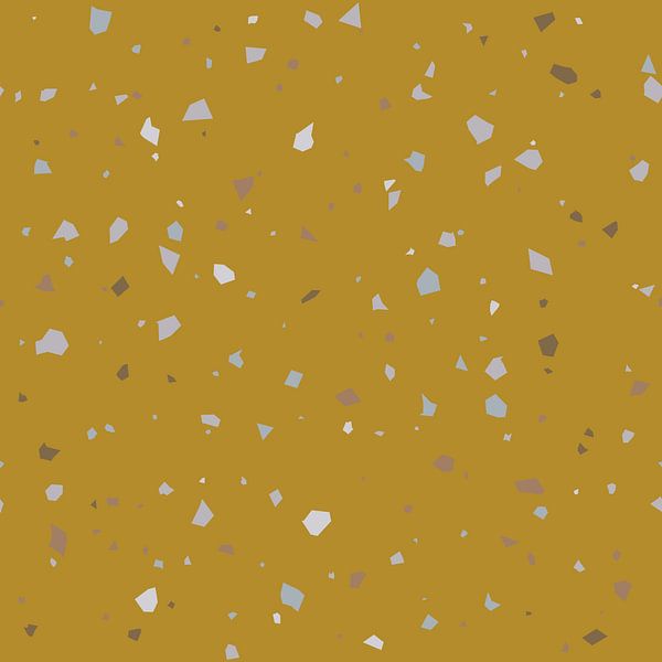 Abstract Terrazzo wallpaper in pastel  Ocher, Grey and Brown. by Dina Dankers