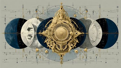 Celestiale Chronometer - Vintage Astronomie Blauwdruk