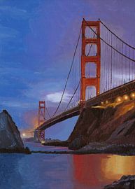 Painting Golde Gate Bridge San Francisco by Toon Nagtegaal