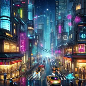 Cyberpunk City at Night