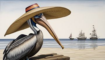 Een pelikaan op vakantie in het Caribisch gebied van Wolfsee
