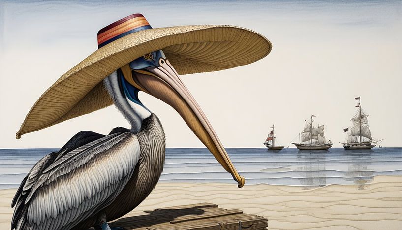 A pelican on holiday in the Caribbean by Wolfsee