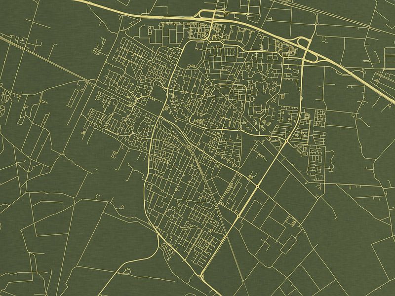 Map of Veenendaal in Green Gold by De Kaartenwinkel