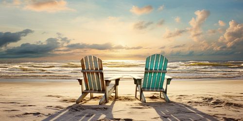 Ligstoelen op het strand