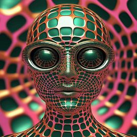 Tête futuriste sur Ton Kuijpers