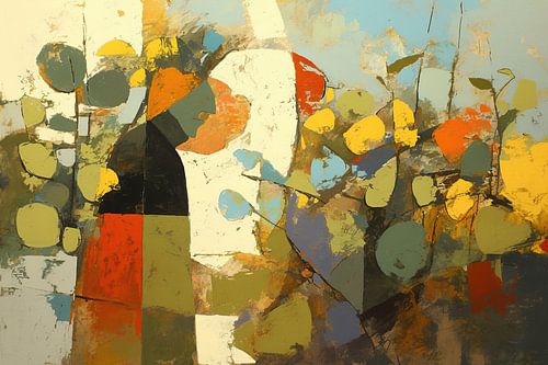 Figur und Blätter | Bunte Bewegung