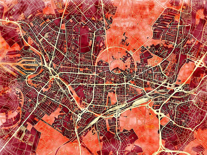 Kaart van Karlsruhe in de stijl 'Amber Autumn' van Maporia