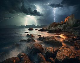 Thunderstorm over the sea