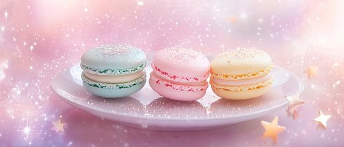 Kleurrijke macarons op een delicate achtergrond