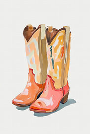 Bottes de cow-boy couleur corail sur Renate Williams