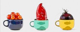 Three cups with vegetables by Leopold Brix
