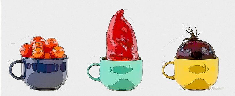 Trois tasses avec des légumes par Leopold Brix
