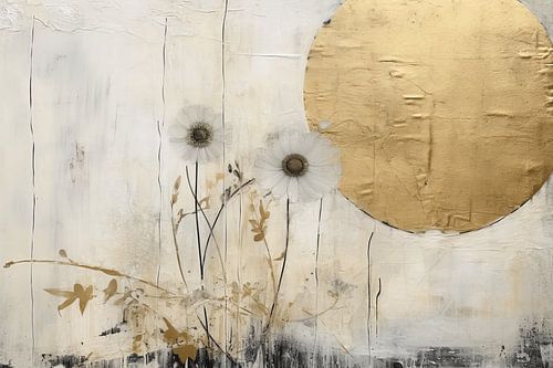 Landschaft mit Goldakzenten im Collage-Stil