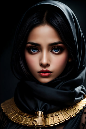 Amina, de Arabische Prinses – Elegant Vrouwenportret met Hoofddoek | Arabische Kunst