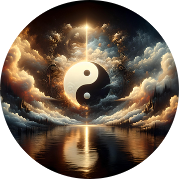 Yin yang symbool in de natuur geprojecteerd bij nacht van Eye on You