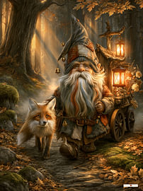 Gnome mit Fuchs im Wald