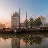 Old Harbour with sunrise (panorama) by Prachtig Rotterdam