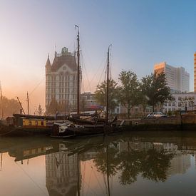 Old Harbour with sunrise (panorama) by Prachtig Rotterdam