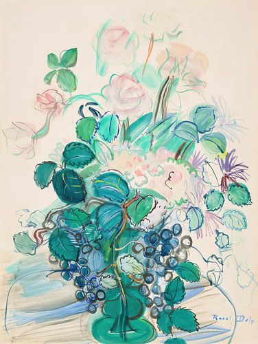Raoul Dufy - Strauß mit Trauben und Rosen (circa 1950)