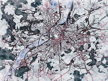 Kaart van Metz in de stijl 'White Winter' van Maporia