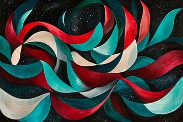 Farbenfrohe Wellen auf dunklem Grund von Poster Art Shop