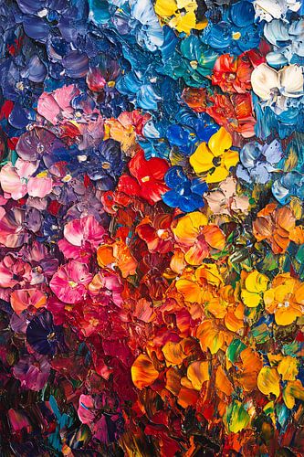 Abstract kleurrijk bloemenontwerp schilderij