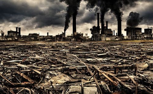 Dystopisch industrieel landschap