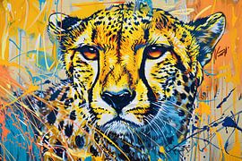 Dynamic and colourful painting of a cheetah by Art & Soul Creations