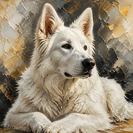 Weißer Schweizer Schäferhund 4 von Johannas Art Creations