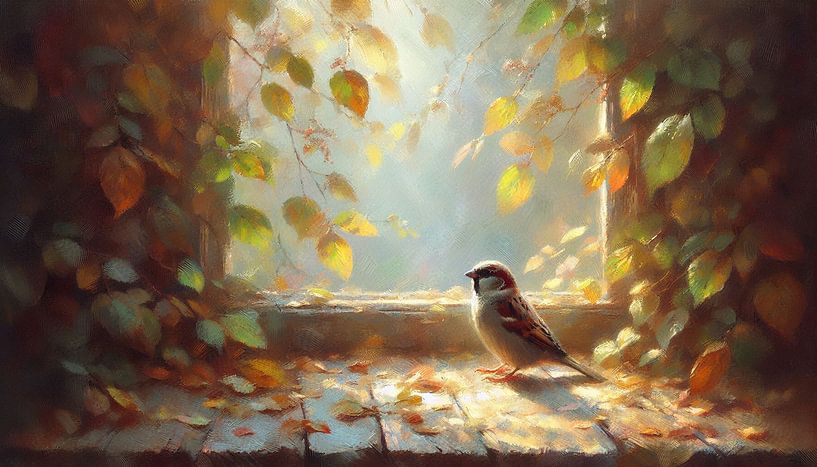 Bird at the window by Nicolette Vermeulen