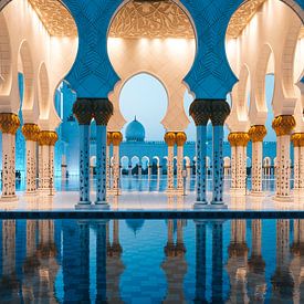 Sheikh Zayed Moskee (Abu Dhabi) in de avond van Michiel Dros