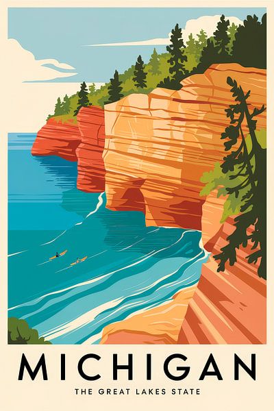 Michigan Vintage Travel Poster by Poster Art Shop